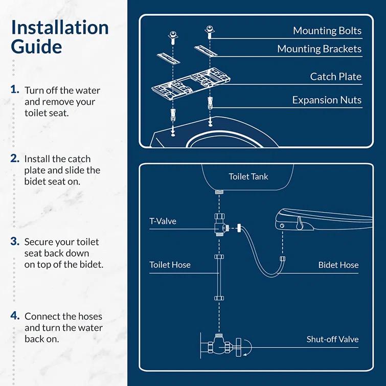 Bio Bidet by BEMIS Slim Zero Round Bidet Toilet Seat, Non-Electric, Dual Nozzles, Slow Close Lid and Night Light SLIMZEROR 000