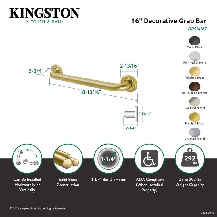 Kingston Brass Camelon 1-1/4 Inch O.D Grab Bar