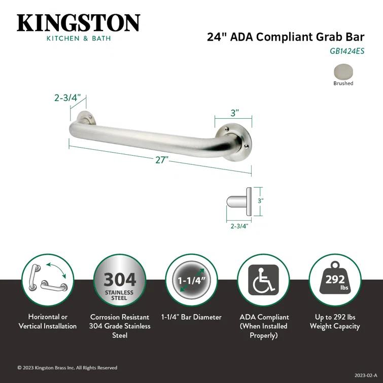 Kingston Brass Made To Match 1-1/4 Inch O.D Grab Bar