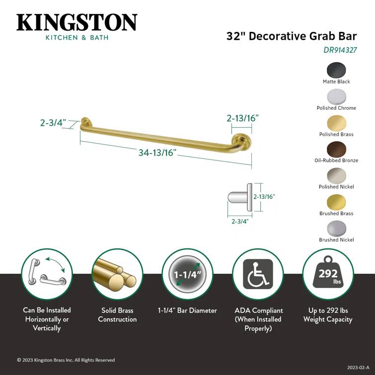 Kingston Brass Camelon 1-1/4 Inch O.D Grab Bar