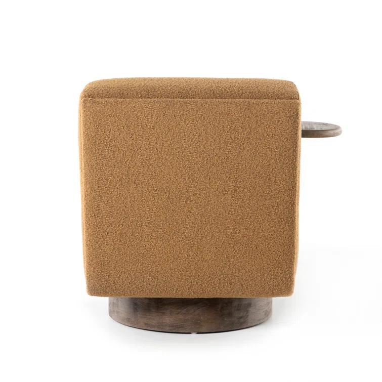 Copenhagen Amber Chunky Upholstery Swivel Accent Chair with Side Table