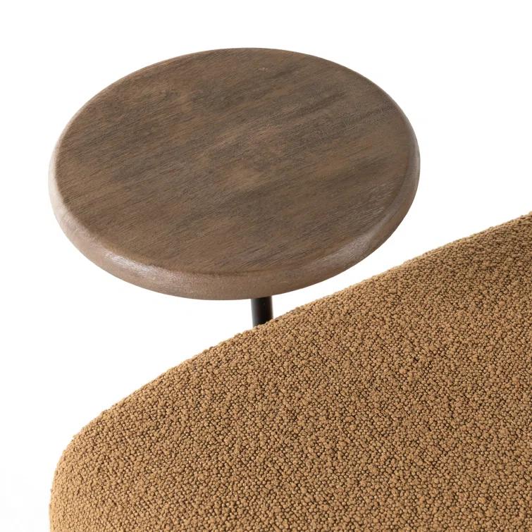 Copenhagen Amber Chunky Upholstery Swivel Accent Chair with Side Table