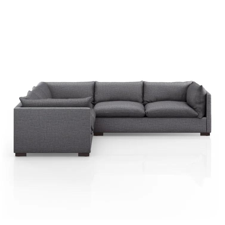 Bennett Charcoal Three Piece Solid Wood Sectional Sofa