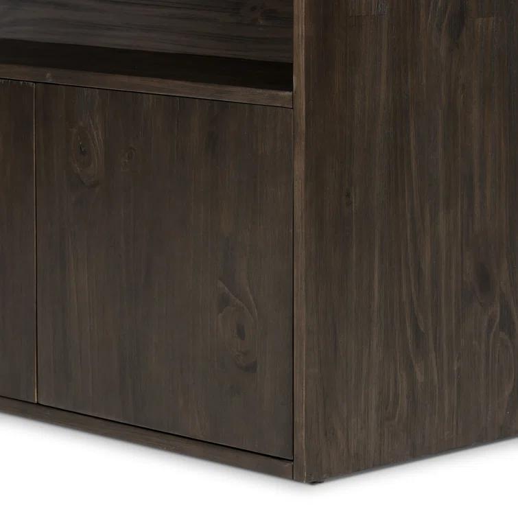 Haiden Dark Charcoal Solid Pine Bookshelf with Ladder