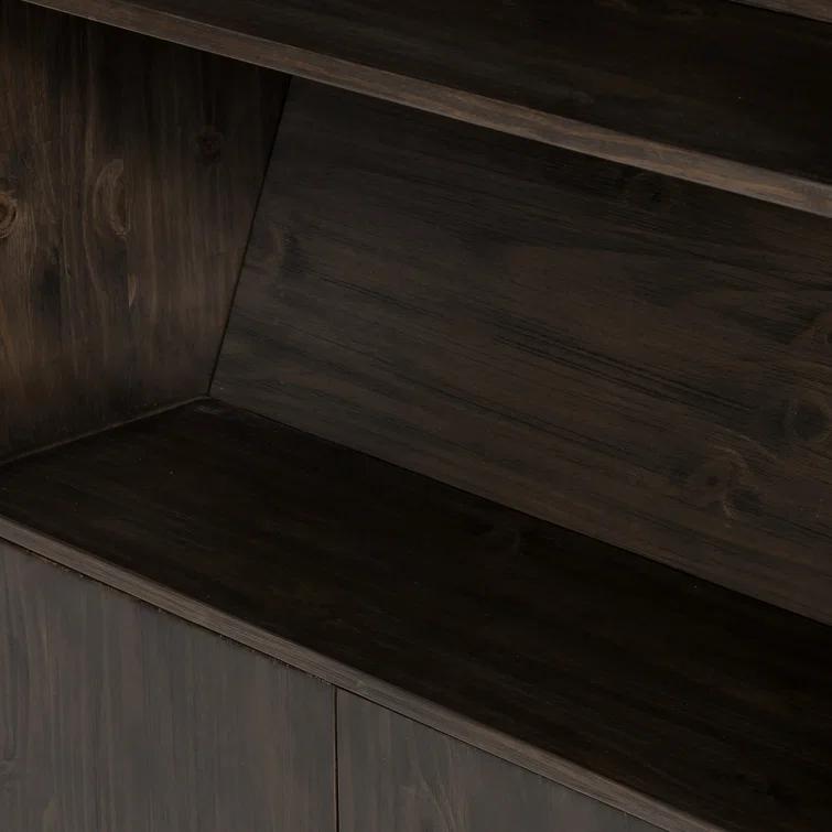 Haiden Dark Charcoal Solid Pine Bookshelf with Ladder