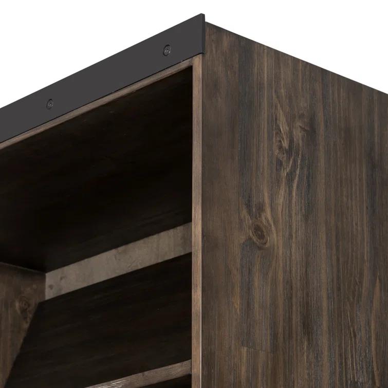 Haiden Dark Charcoal Solid Pine Bookshelf with Ladder