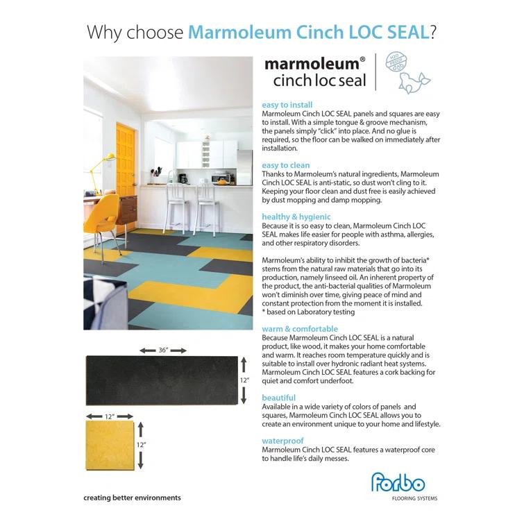 Marmoleum Cinch Loc Seal 11.81” x 11.81” x 9.9mm Laminate Flooring