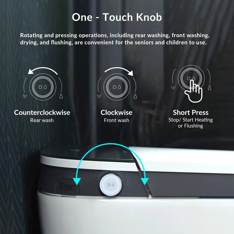 ADA Smart Bidet Toilet with Auto Open & Close, Foot Sensor,Clean Foam Dispenser&MaP Flushing 1000G