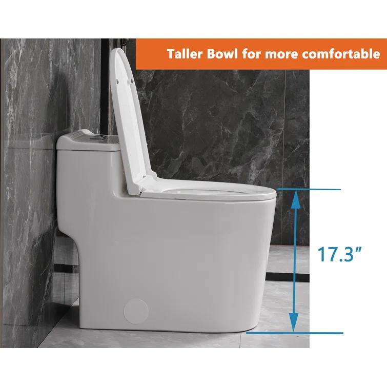 SouNor 1.6 Gallons GPF Elongated Chair Height Floor Mounted One-Piece Toilet (Seat Included)