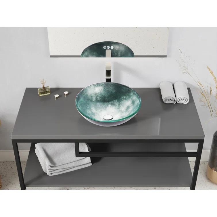 ANZZI LS-AZ917 ANZZI Belissima 16.5'' Stellar Gray Glass Circular Bathroom Sink
