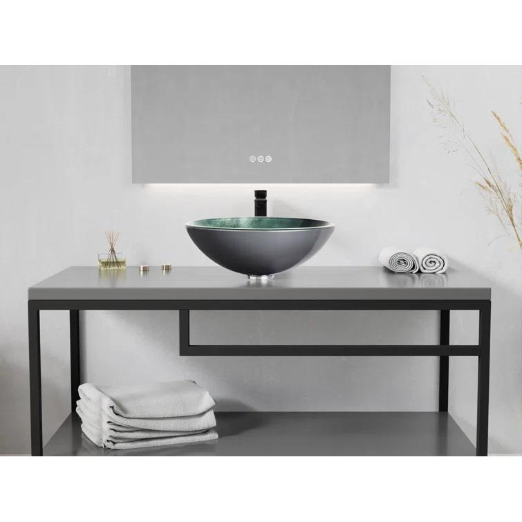ANZZI LS-AZ917 ANZZI Belissima 16.5'' Stellar Gray Glass Circular Bathroom Sink
