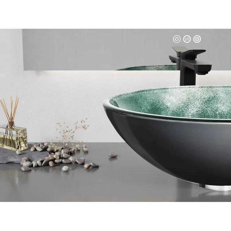 ANZZI LS-AZ917 ANZZI Belissima 16.5'' Stellar Gray Glass Circular Bathroom Sink