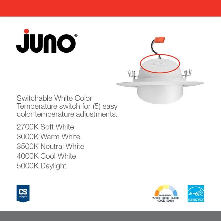 Juno RB56A SWW5 MW M6 6'' Selectable Color Temperature Dimmable IC Rated Standard Recessed Lighting Kit