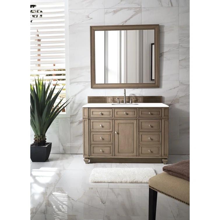 James Martin Vanities 48" Single Vanity, Whitewashed Walnut w/ 3 CM White Zeus Quartz Top