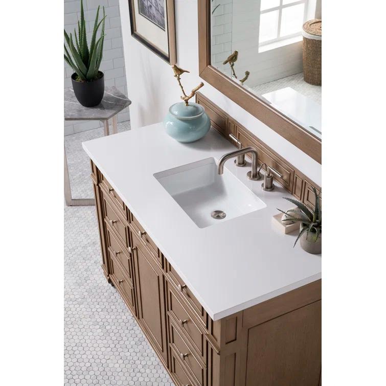 James Martin Vanities 48" Single Vanity, Whitewashed Walnut w/ 3 CM White Zeus Quartz Top