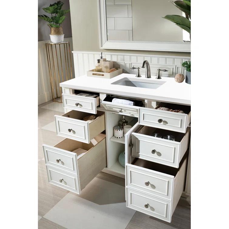 Bright White Plywood Transitional Freestanding Vanity with Veneer Finish