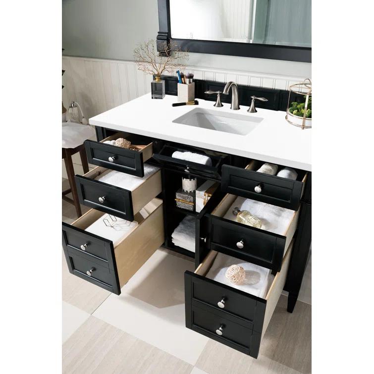 Black 47'' Plywood Single Vanity with Multiple Drawers