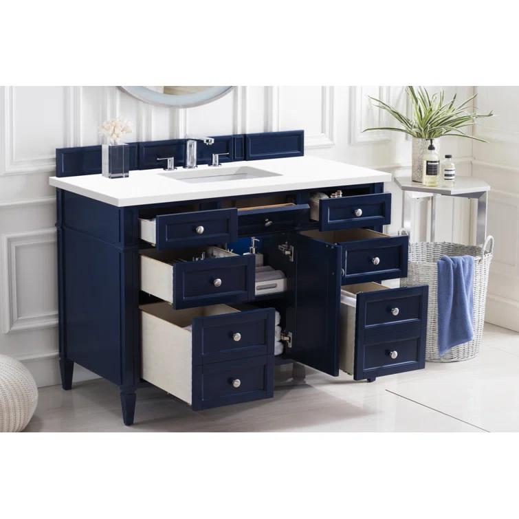 James Martin Vanities Brittany 48" Victory Blue Single Vanity w/ 3 CM Ethereal Noctis Quartz Top
