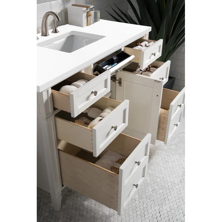 Bright White 47" Plywood Single Vanity with Satin Nickel Hardware