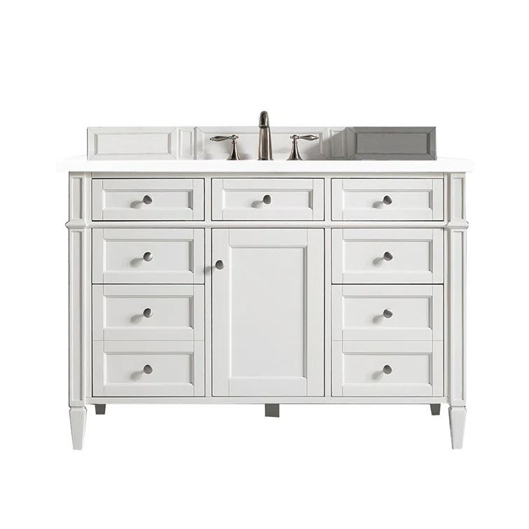 Bright White 47" Plywood Single Vanity with Satin Nickel Hardware