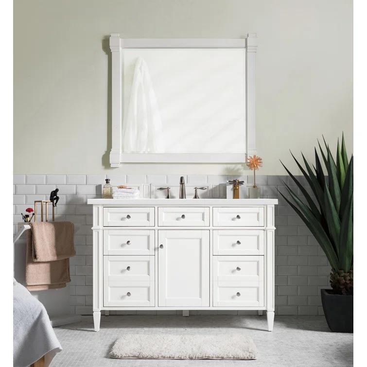 Bright White 47" Plywood Single Vanity with Satin Nickel Hardware
