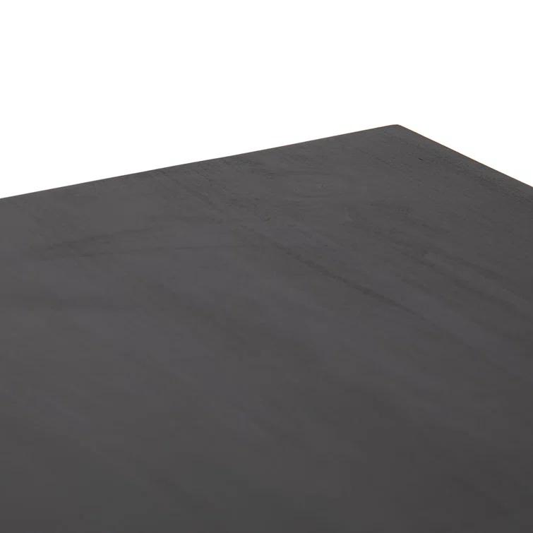 Black Wash Poplar Corner Writing Desk with Filing Cabinet