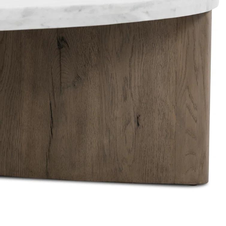Voss Round Coffee Table - Natural and White Marble