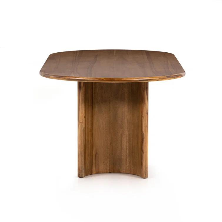 Crescent Mid-Century Modern Oval Sandy Acacia Dining Table