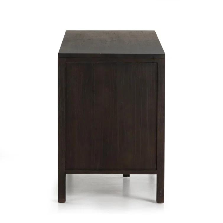 Clarita 65'' Black Mango and Natural Cane Home Office Desk
