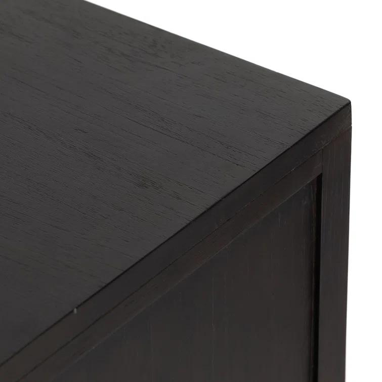 Clarita 65'' Black Mango and Natural Cane Home Office Desk