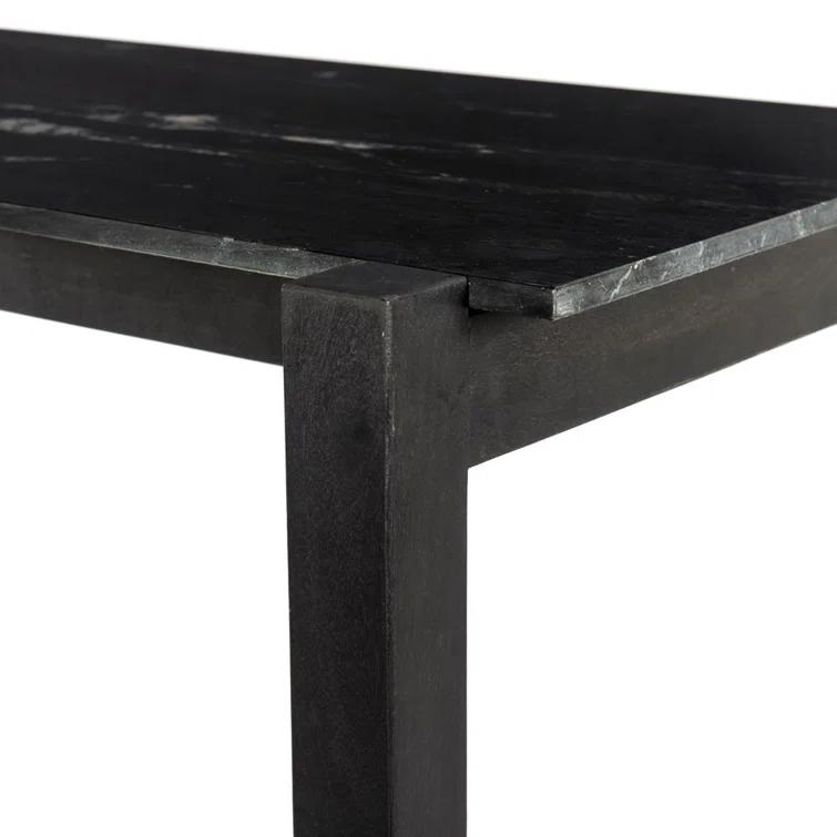 Black Mango Wood and Marble Counter Height Dining Table