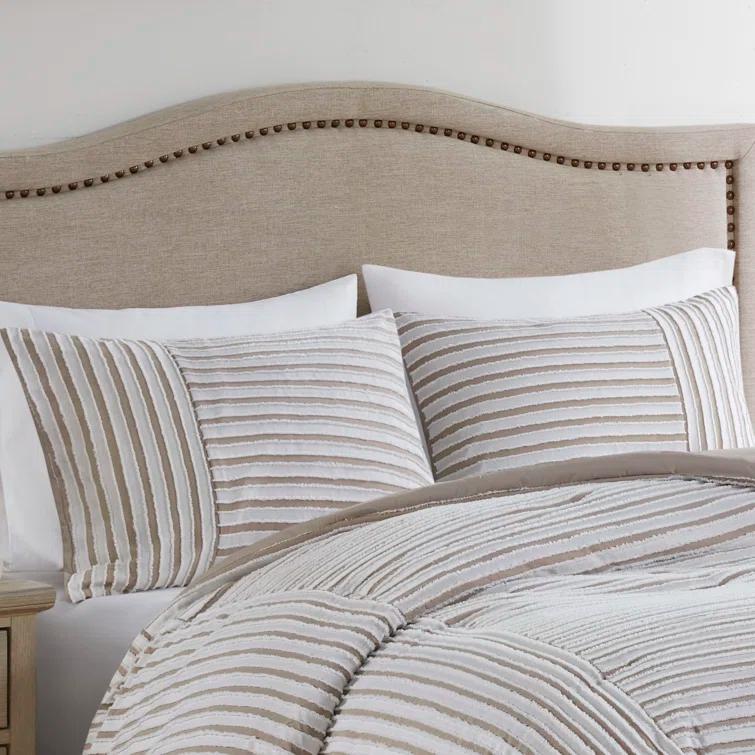 Taylor White/Natural Microfiber 5 Piece Comforter Set