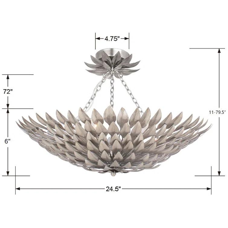 Broche 6 Light Antique Silver Ceiling Mount