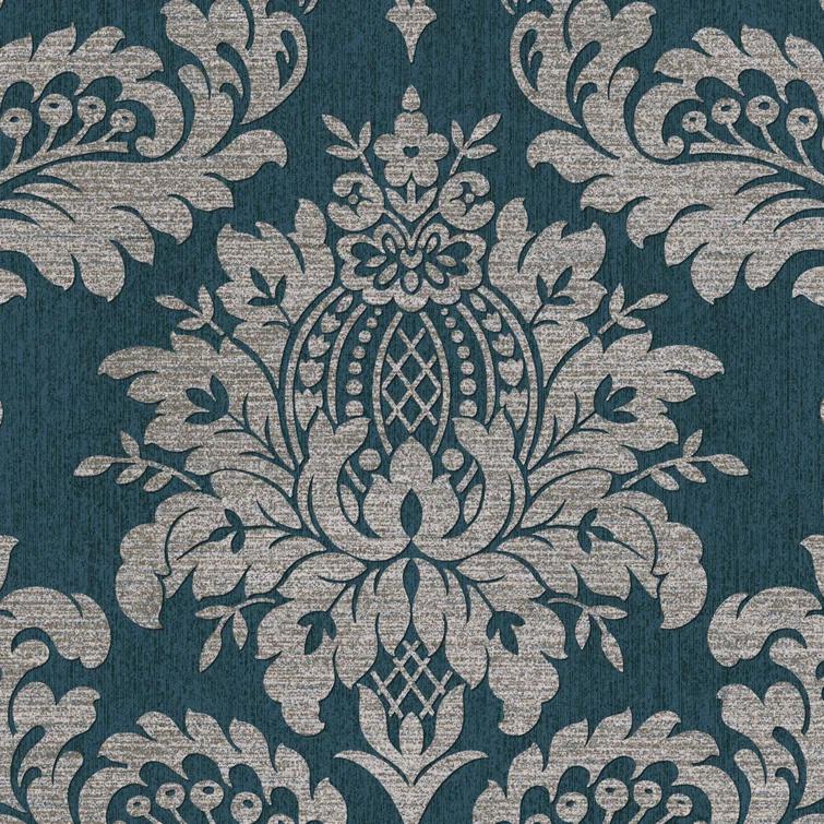 Archive Damask Teal and Gold Wallpaper