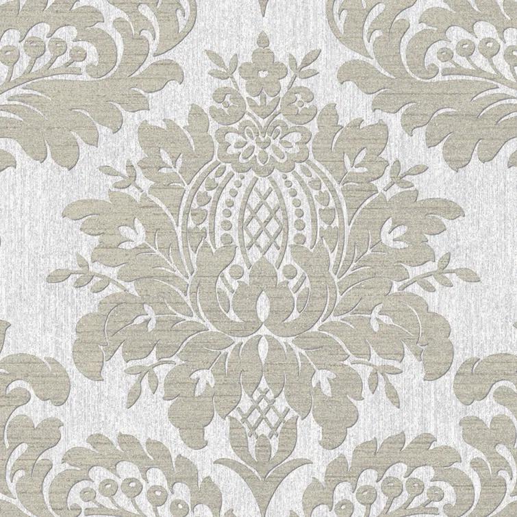Archive Damask Grey Wallpaper