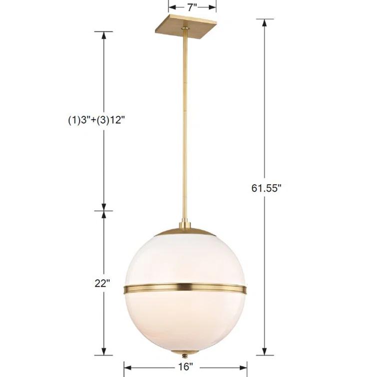 Crystorama Lighting Truax 3 - Light Pendant in  Aged Brass
