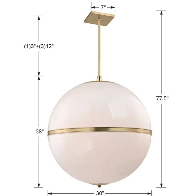 Aurora Aged Brass 4-Light Chandelier with Crystal Glass Shade