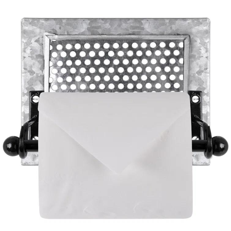Wall Mount Rustic Toilet Paper Holder with Hole Punch Detail