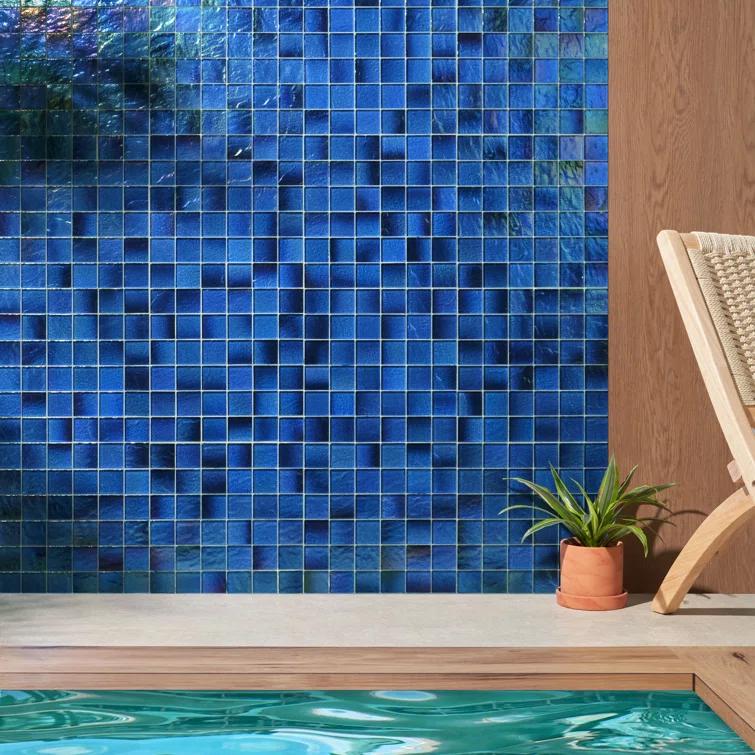 Speckle 11.73" x 11.73" Iridescent 2" Squares Glass Mosaic Wall Tile (0.95 Sq. Ft. / Sheet)