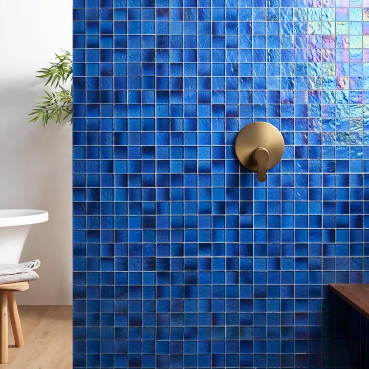 Speckle 11.73" x 11.73" Iridescent 2" Squares Glass Mosaic Wall Tile (0.95 Sq. Ft. / Sheet)