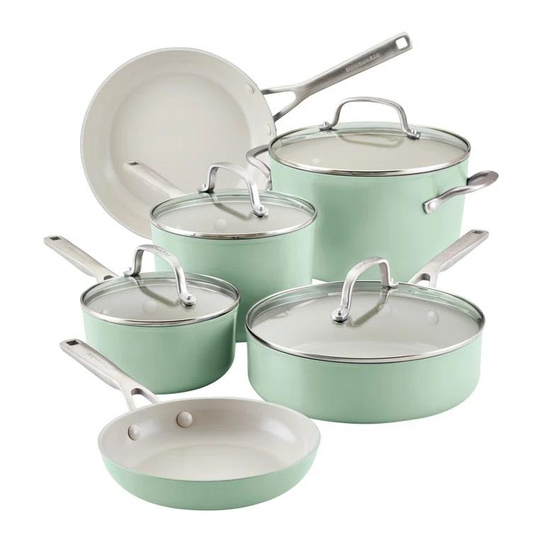 KitchenAid ® Pistachio Hard-Anodized Ceramic Non-Stick 10-Piece Cookware Set