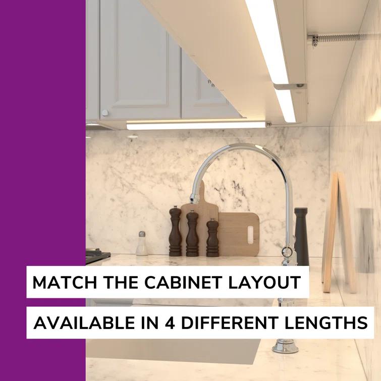 Inlight 3000K Dimmable Under Cabinet LED Lights, selectable 12/18/24/30 inches, Hardwired Only