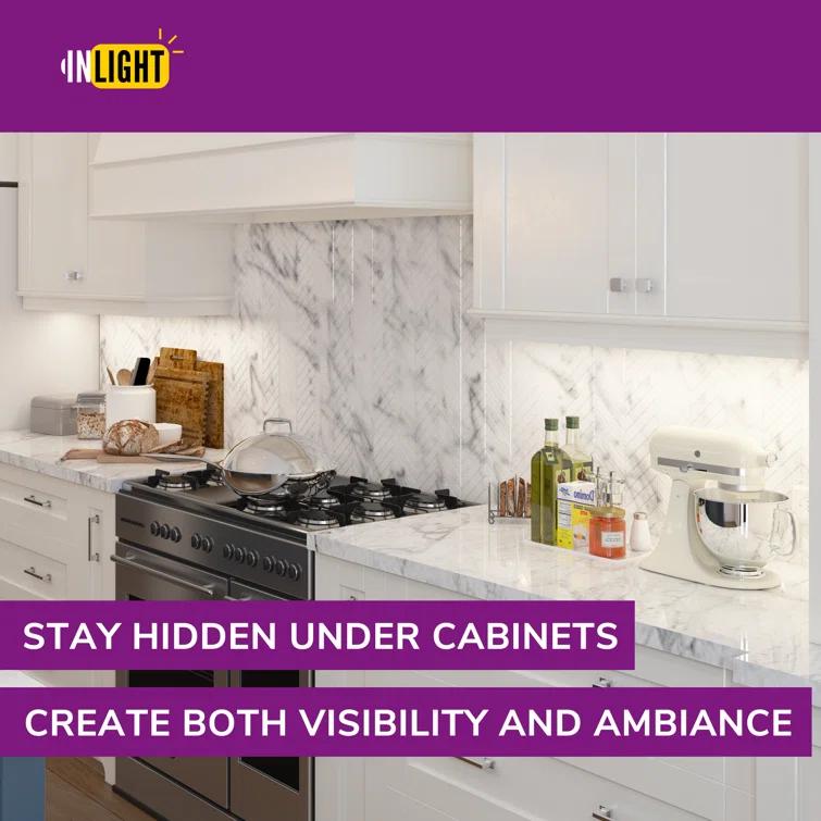 Inlight 5000K Dimmable Under Cabinet LED Lights, selectable inches, Hardwired Only