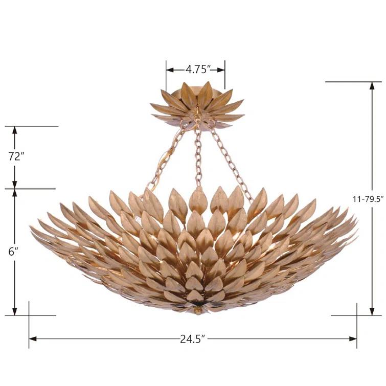 517-GA-Crystorama Lighting-Broche - Six Light Chandelier in Timeless Style - 24.5 Inches Wide by 11 Inches High-Antique Gold Finish