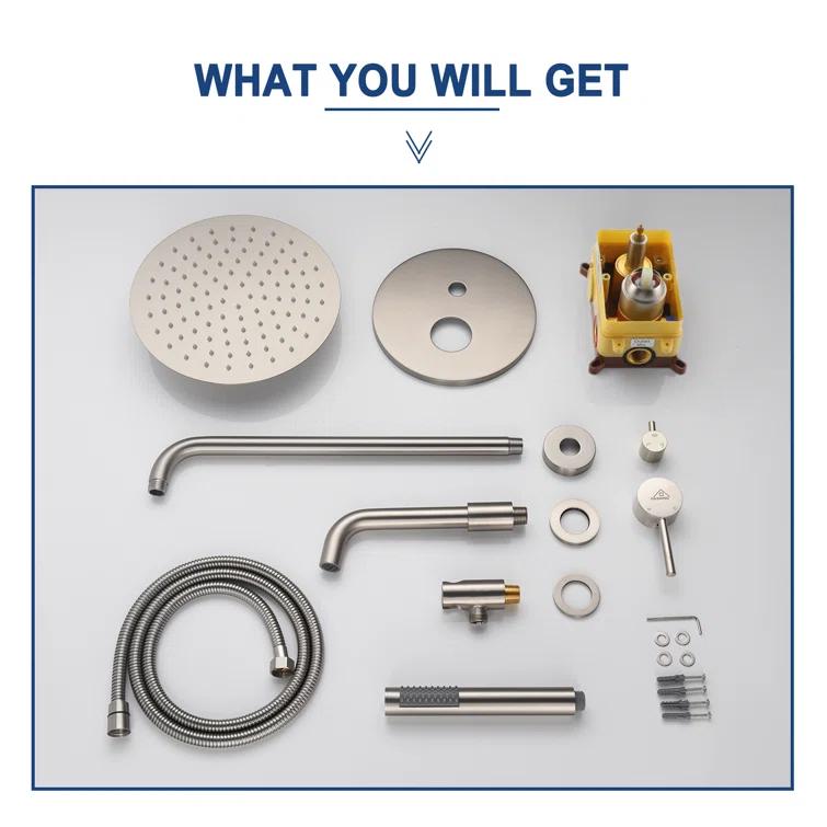 Pressure-Balanced Complete Shower System with 10-Inch Rain Shower Head, Handheld, Rough-in Valve