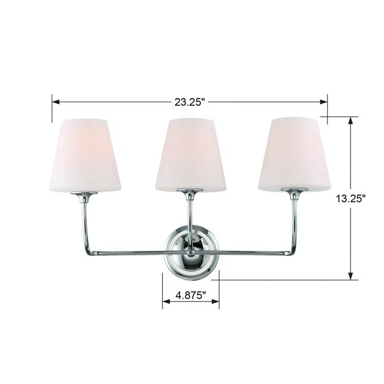 3 Light Bath Vanity In Classic Style 23.25 Inches Wide By 13.25 Inches High-Polished Chrome Finish Crystorama Lighting 2443-Op-Ch