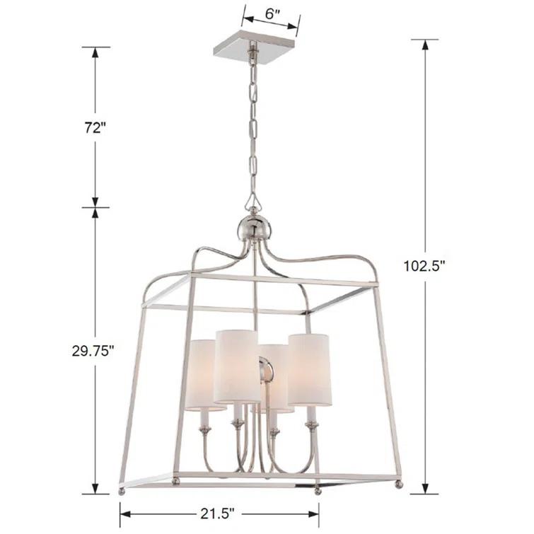 Four Light Chandelier With Linen Fabric Shades In Traditional Style 21.5 Inches Wide By 29.75 Inches High     -Traditional Installation Crystorama