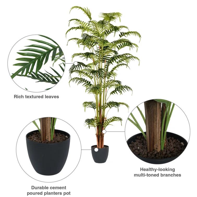 Birch Lane™ Madie 70" Artificial Potted Fern Palm Real Touch Leaves