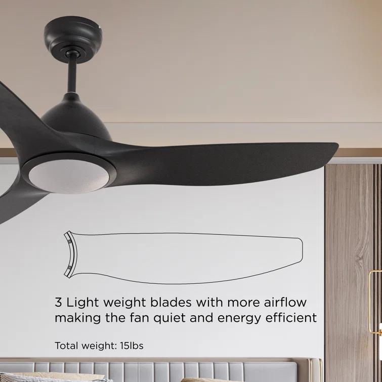 ONE Smart Modern All Season 52" Ceiling Fan with LED Light, Remote, Reversible and Compatible with Alexa/Google 6 Speeds and Light Kit included
