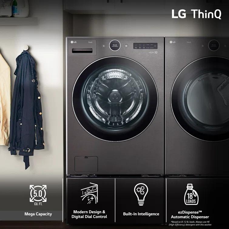 LG 5.0 cu. ft. Mega Capacity Smart Front Load Washer with AI DD 2.0 Built-In Intelligence & TurboWash 360°